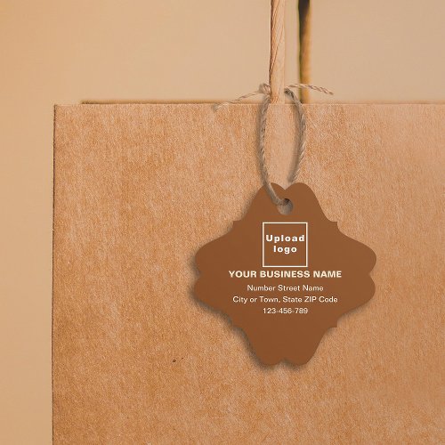 Business Brand on Brown Fancy Square Shape Tag