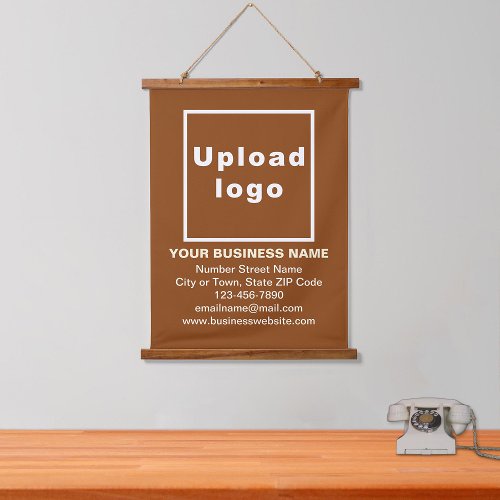 Business Brand on Brown Hanging Tapestry