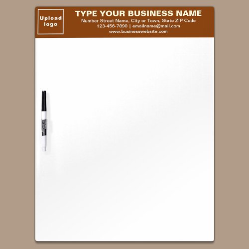 Business Brand on Brown Header of Dry Erase Board