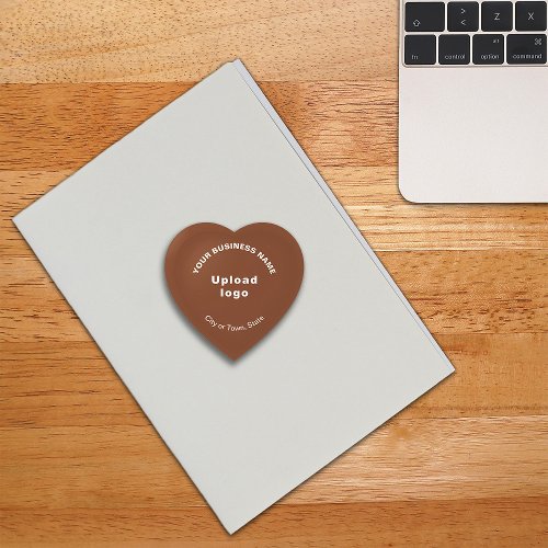 Business Brand on Brown Heart Shape Paperweight