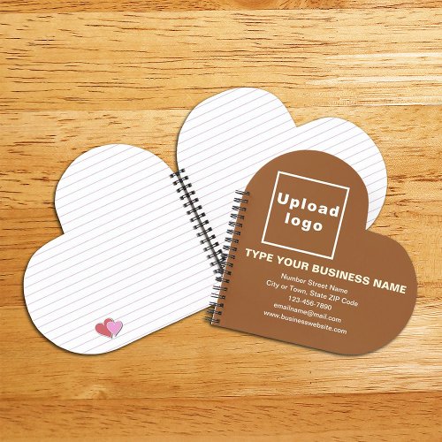 Business Brand on Brown Heart Shape Spiral Notebook