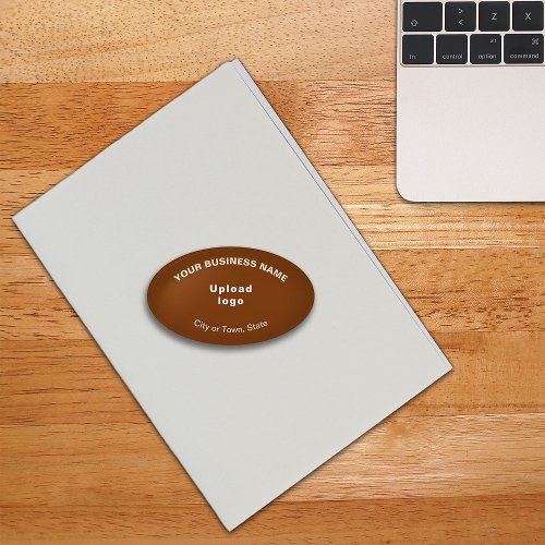 Business Brand on Brown Oval Shape Paperweight