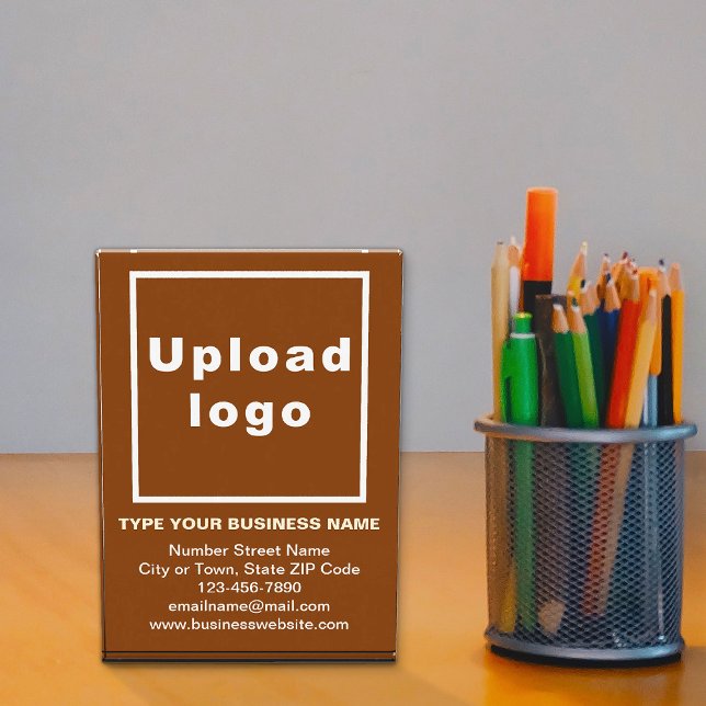 Business Brand on Brown Portrait Acrylic Block (Brown portrait acrylic block with your business brand)