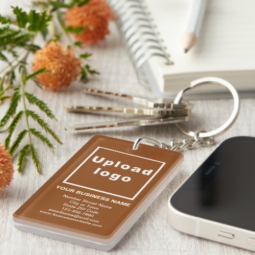 Business Brand on Brown Rectangle Acrylic Keychain