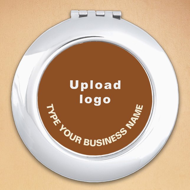 Business Brand on Brown Round Compact Mirror (Creator Uploaded)