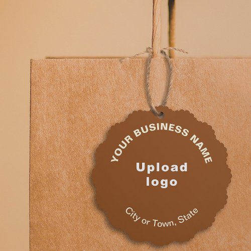 Business Brand on Brown Scalloped Paper Ornament Card