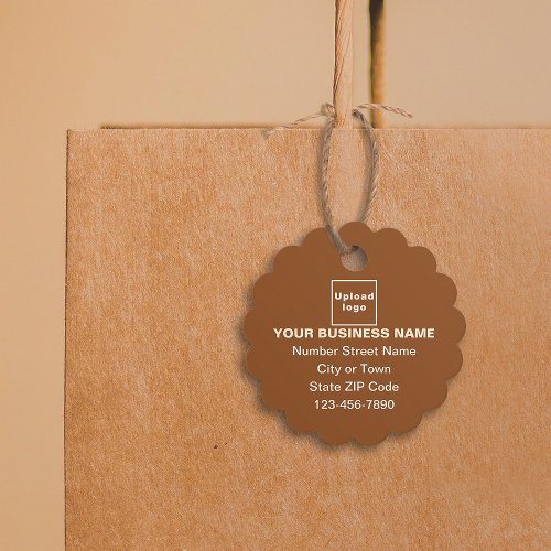 Business Brand on Brown Scalloped Round Shape Tag