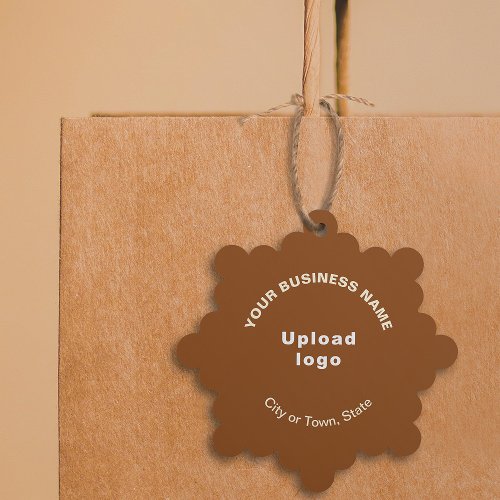 Business Brand on Brown Snowflake Shape Paper Ornament Card
