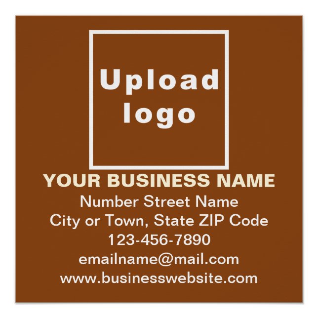 Business Brand on Brown Square Glossy Poster (Front)