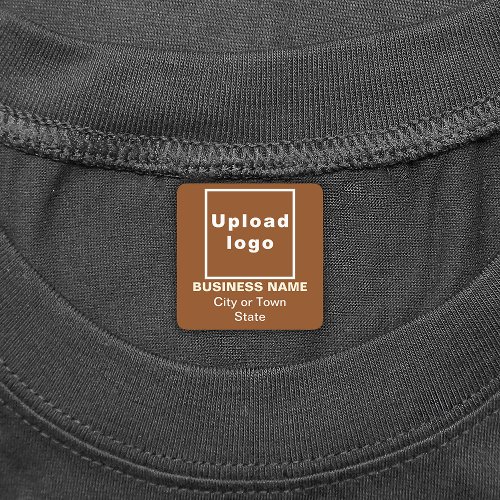 Business Brand on Brown Square Iron On Label