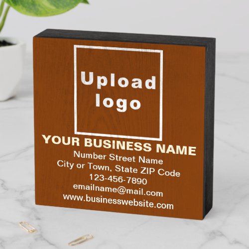 Business Brand on Brown Square Wood Box Sign