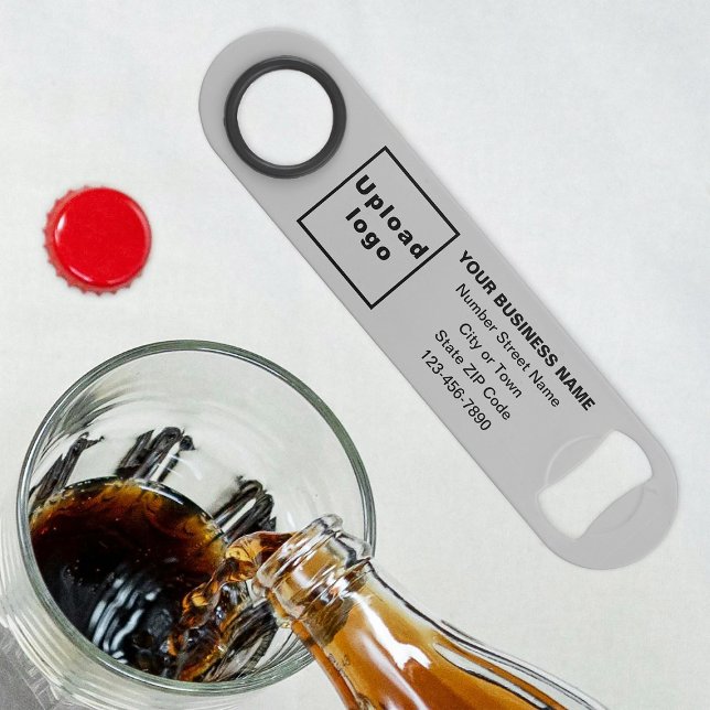 Business Brand on Gray Bottle Opener (Build brand name awareness. Your business brand on gray long bottle opener.)