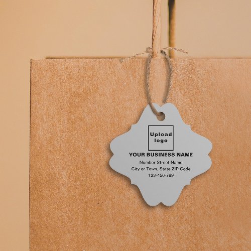Business Brand on Gray Fancy Square Shape Tag