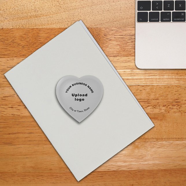 Business Brand on Gray Heart Shape Paperweight (Build brand name awareness. Your business brand on gray heart shape paperweight.)