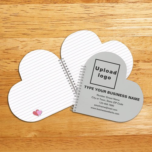 Business Brand on Gray Heart Shape Spiral Notebook