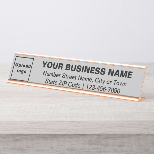 Business Brand on Gray Long Desk Name Plate