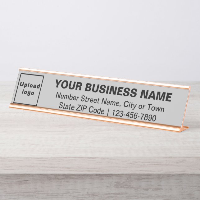 Business Brand on Gray Long Desk Name Plate (Front)