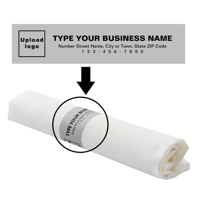 Business Brand on Gray Napkin Band (Build brand name awareness. Your business brand on gray napkin band.)