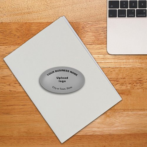 Business Brand on Gray Oval Shape Paperweight