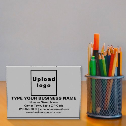 Business Brand on Gray Rectangle Acrylic Block