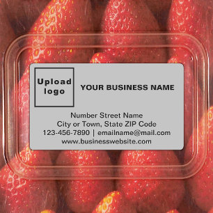 Business Brand on Gray Rectangle Adhesive Label
