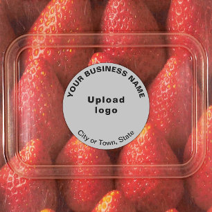 Business Brand on Gray Round Adhesive Label