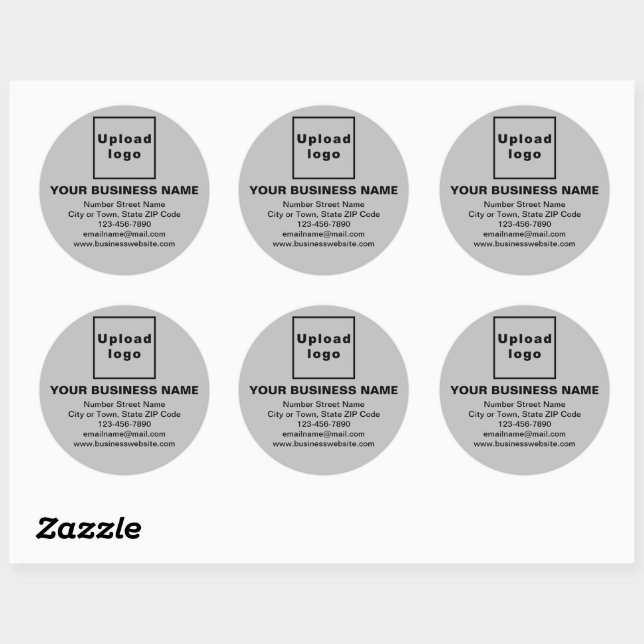 Business Brand on Gray Round Sticker (Sheet)