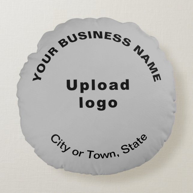 Business Brand on Gray Round Throw Pillow (Front)