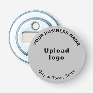 Business Brand on Gray Small Round Bottle Opener