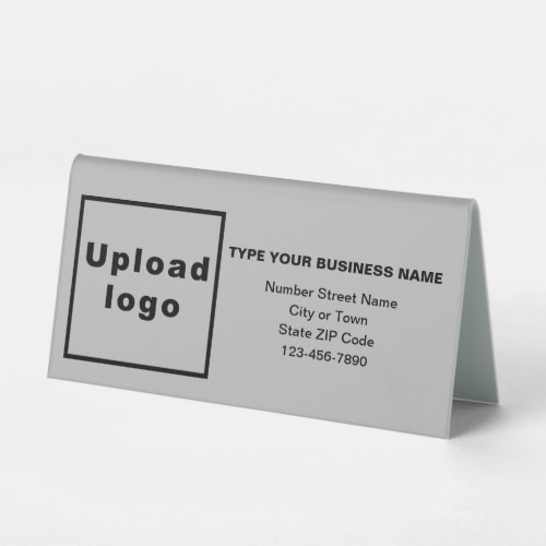Business Brand on Gray Small Table Sign