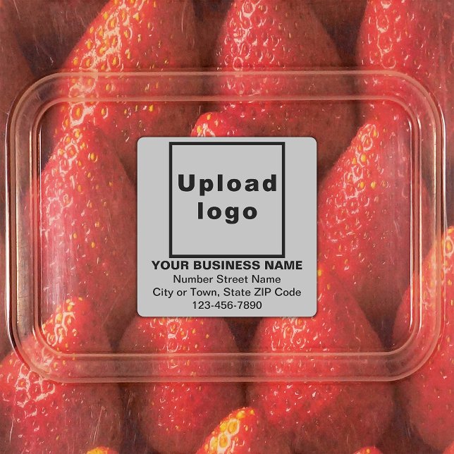 Business Brand on Gray Square Adhesive Labels (Gray square adhesive label with your business brand)