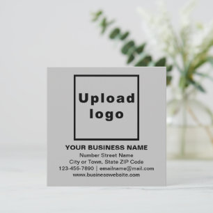 Business Brand on Gray Square Flat Note Card