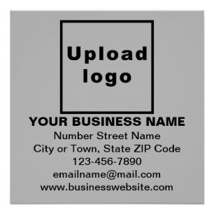 Business Brand on Gray Square Glossy Poster
