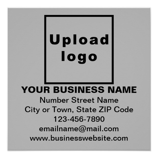 Business Brand on Gray Square Glossy Poster (Front)
