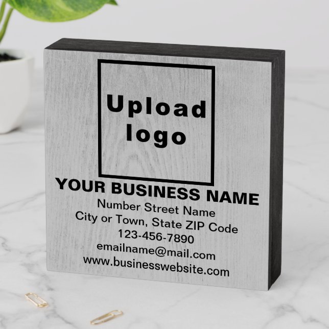 Business Brand on Gray Square Wood Box Sign (In Situ Horizontal)