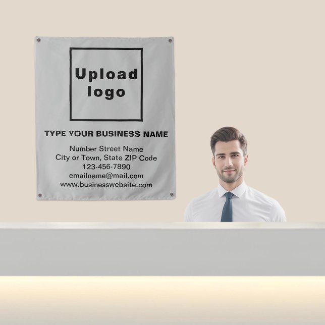 Business Brand on Gray Tapestry (Business brand on gray tapestry in reception.)