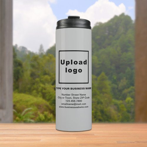 Business Brand on Gray Thermal Tumbler