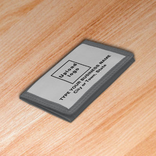 Business Brand on Gray Trifold Nylon Wallet