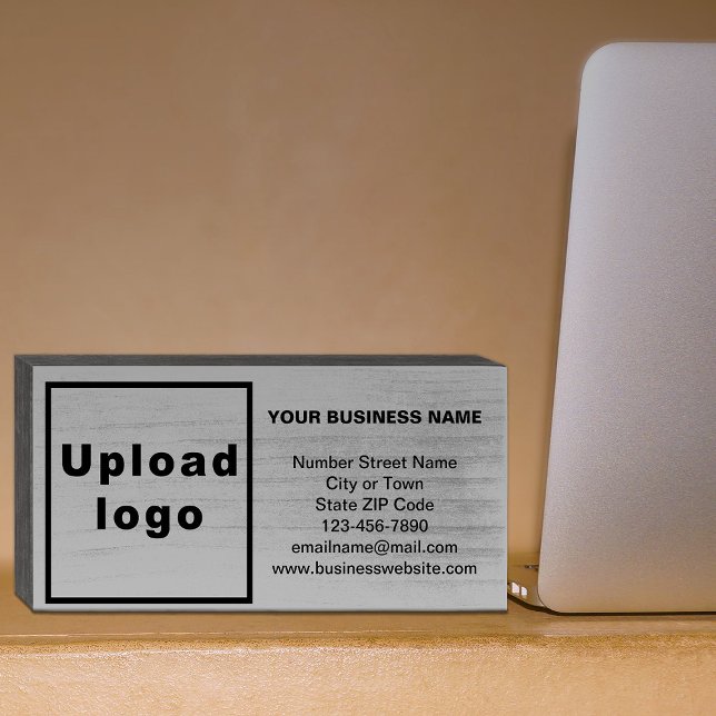 Business Brand on Gray Wood Box Sign (Creator Uploaded)