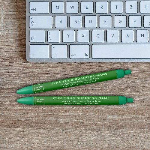 Business Brand on Green Barrel of Ink Pen