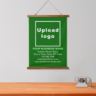 Business Brand on Green Hanging Tapestry
