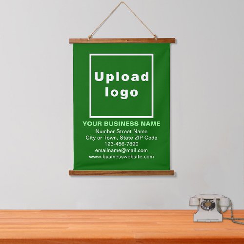 Business Brand on Green Hanging Tapestry