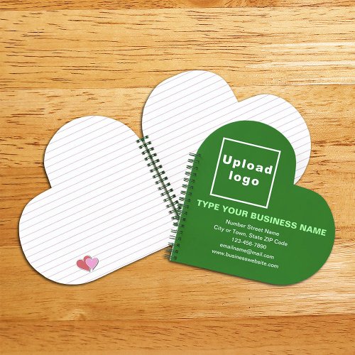 Business Brand on Green Heart Shape Spiral Notebook