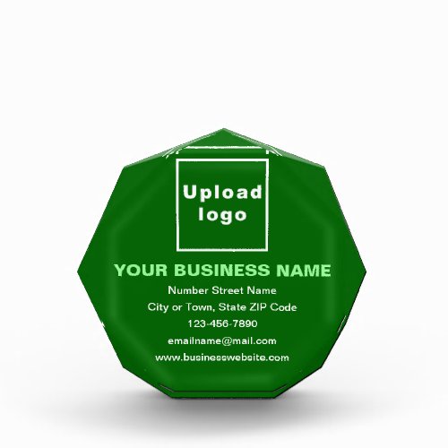 Business Brand on Green Octagon Shape Photo Block