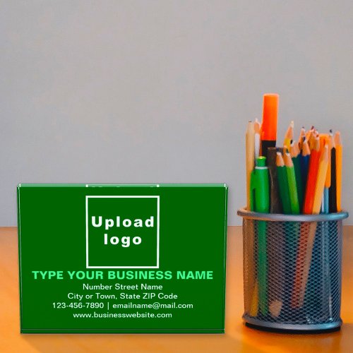 Business Brand on Green Rectangle Acrylic Block