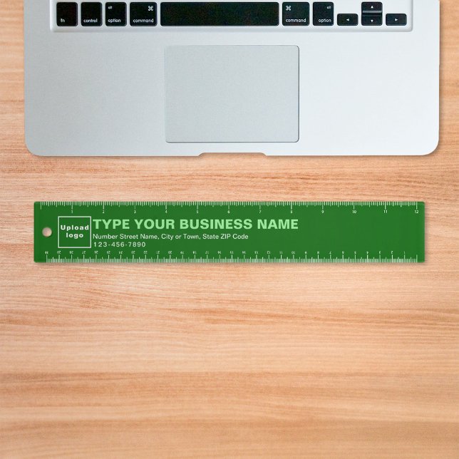 Business Brand on Green Ruler (Green ruler with your business brand.)