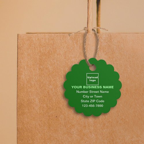 Business Brand on Green Scalloped Round Shape Tag