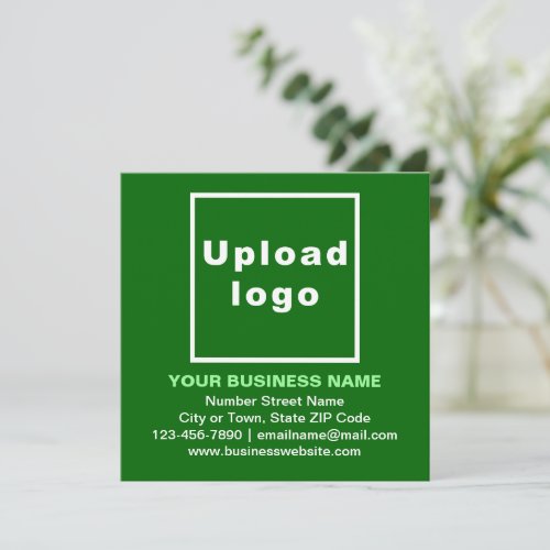 Business Brand on Green Square Flat Note Card