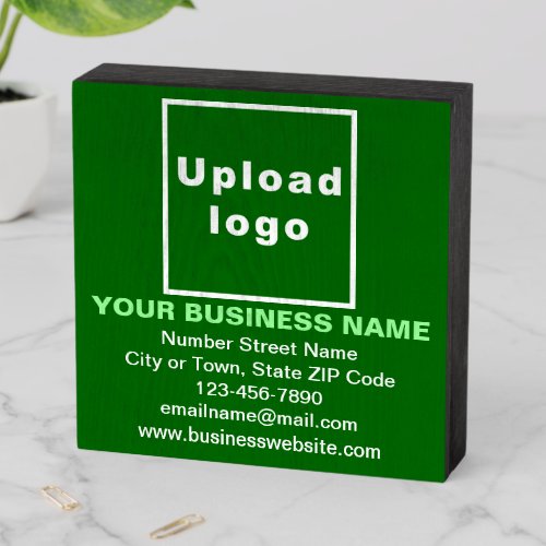 Business Brand on Green Square Wood Box Sign