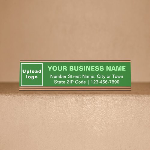 Business Brand on Green Standard Desk Name Plate